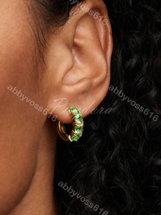 Pandora Green Hoop Earrings 263851C01 Pandora Green Hoop Earrings